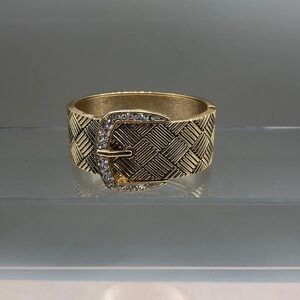 Textured belt belted look  rhinestone wide clamper bracelet designer style